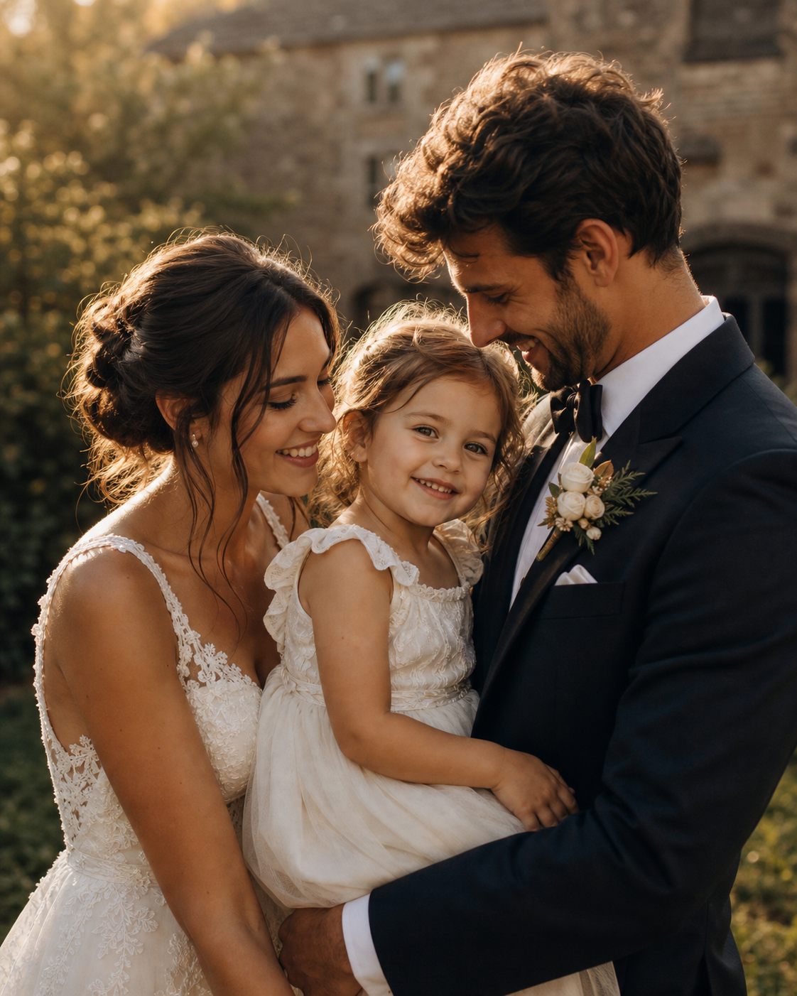 Mariés avec leur enfant