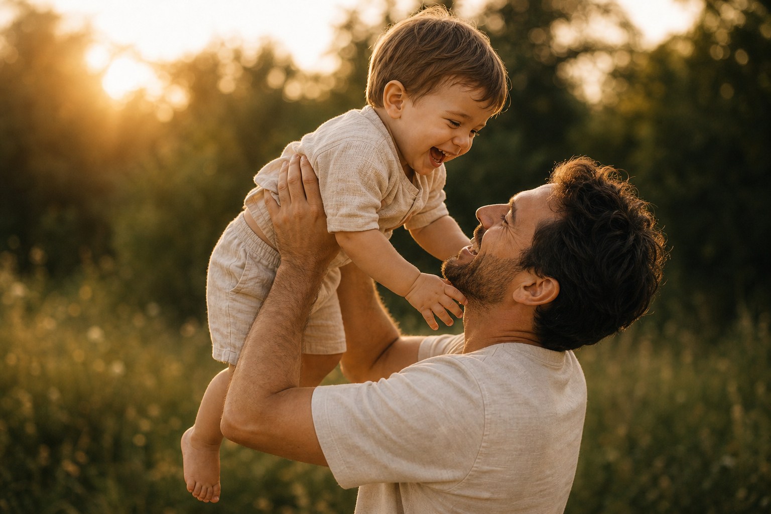 Parent regardant des souvenirs avec son enfant