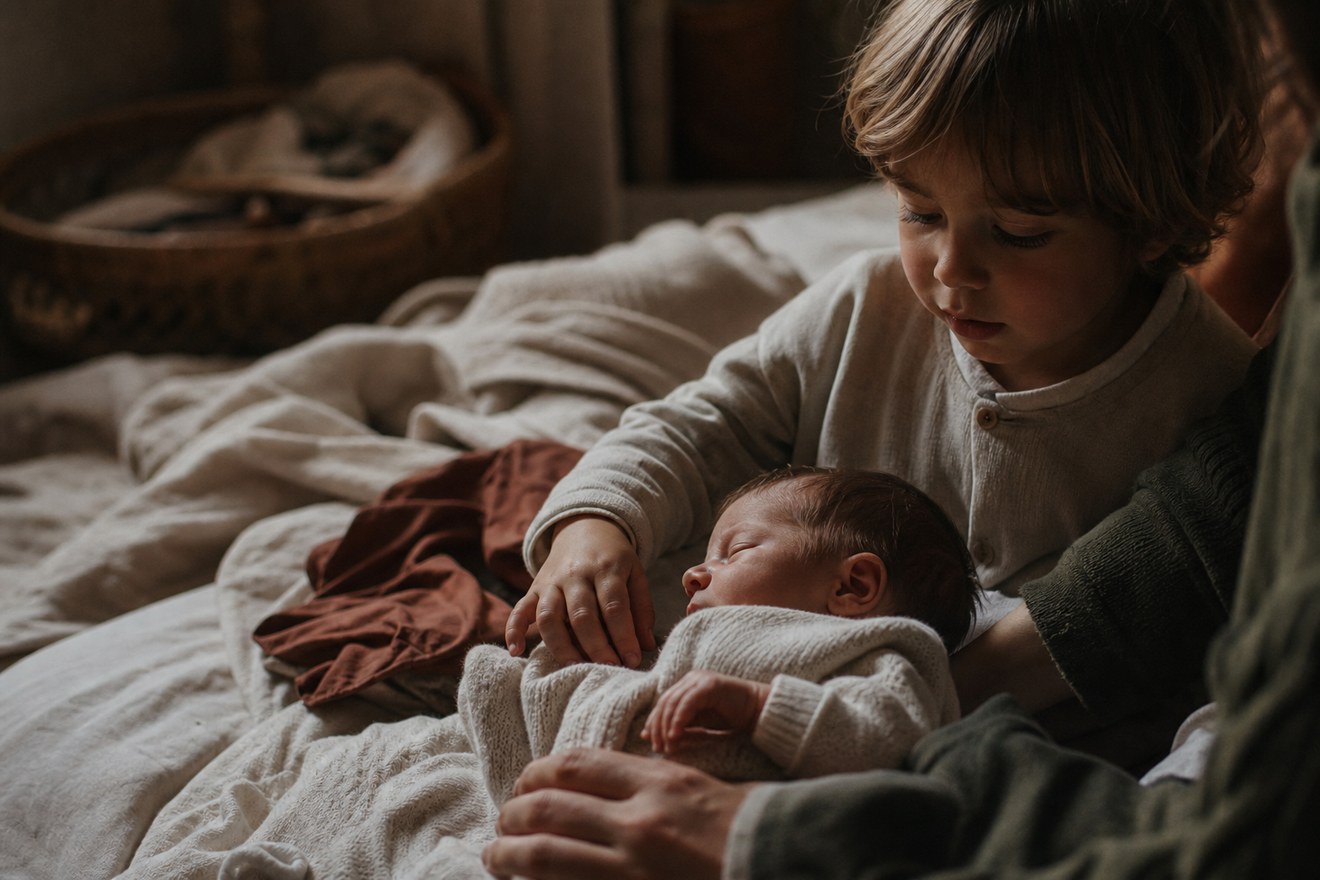 Famille reunie dans un interieur lumineux